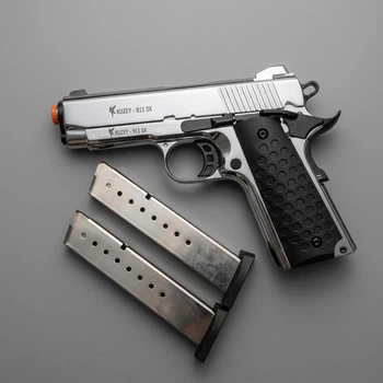 Стартовий пістолет Kuzey 911-SX#1, Colt M1911 Matte Chrome Plating/Black Grips