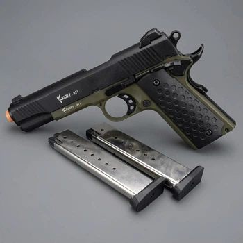 Стартовий пістолет Colt 1911 Kuzey 911#2 BlackGreen, холостий, шумовий 9mm