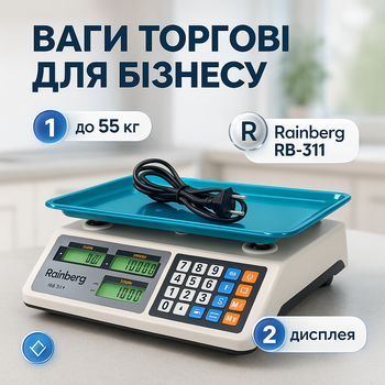 Электронные торговые весы с платформой 24x35 см и аккумулятором Rainberg RB-311