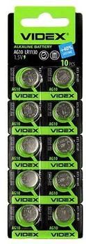 Батарейка Videx 1.5V LR54 / LR1130 / AG10 / G10 (10 шт) (15183)