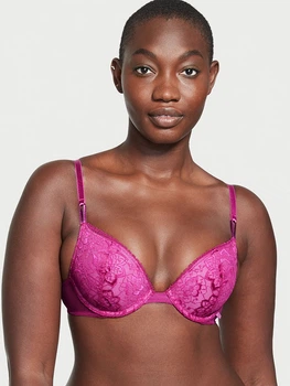 Кружевной бюстгальтер с пуш-ап цвета фуксии VICTORIA'S SECRET Sexy Tee р. 70В/32В арт. 30497
