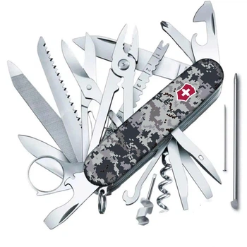 Складаний ніж Victorinox SWISSCHAMP ARMY 91 мм 33 функції 8 шарів Піксель синій з червоним лого (1.6795.3_W3943p)