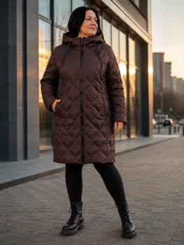 Жіноча зимова куртка з капюшоном подовжена MODA 100134 52 Шоколадний (М - 100134/2 С)