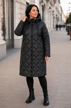 Жіноча зимова куртка з капюшоном подовжена MODA 100134 48 Чорний (М - 100134/1 A)
