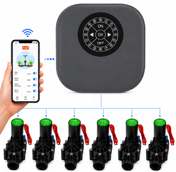 Smart система WiFi поливу 6 зон DN40 1DAL | Для саду, городу, теплиці Smart Watering Kit