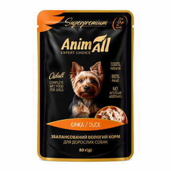 Вологий корм AnimAll Expert Choice Superpremium Adult з качкою для дорослих собак, 80 г