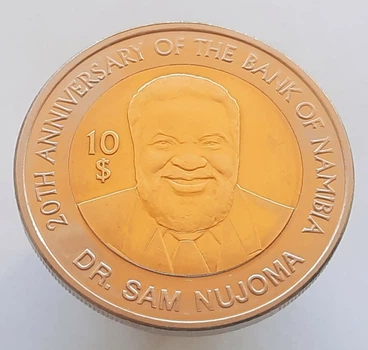 Монета Намібія 10 доларів 2010 -20 років Банку Намібії