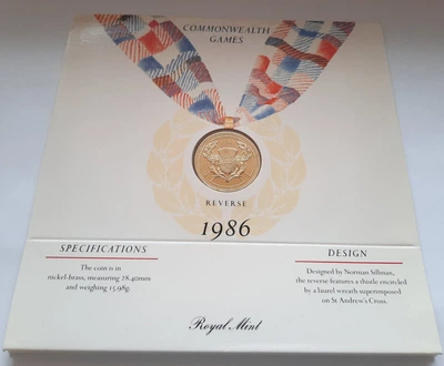 Монета Великобританія 2 фунти 1986 - XIII Ігри співдружності в буклеті