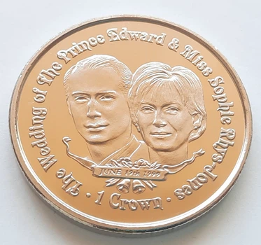 Монета Гібралтар 1 крона 1999 - Весілля Принца Едварда та Софі Ріс-Джонс