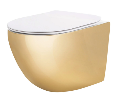 Підвісний унітаз REA CARLO MINI TORNADO NF GOLD WHITE