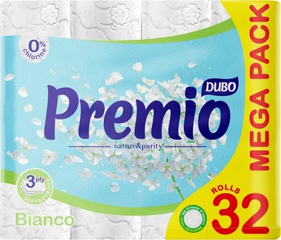 Туалетний папір Диво Premio Bianco білий 3 шари 32 рулони