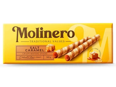 Вафельні трубочки MOLINERO 140г зі смаком Солоної карамелі