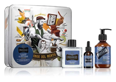 Подарочный набор для ухода за бородой Proraso Azur Lime Beard Kit (balm/100ml + shmp/200ml + oil/30ml)