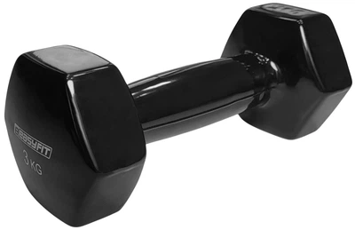 Гантель для фитнеса EasyFit 3 кг 1 шт. с виниловым покрытием цельная литая неразборная Черная (EF-0030-BK) (56003013)