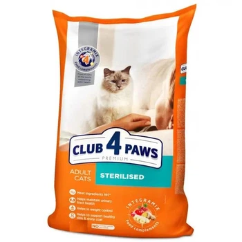 Сухой корм для взрослых стерилизованных кошек Club 4 Paws (Клуб 4 Лапы) Премиум Стерилизованные 1 кг (Весовой)
