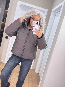 Жіноча зимова куртка з капюшоном K&ML 60 XL ( 50- 52) Коричневий (60-03)