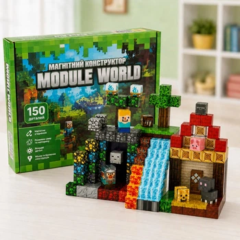 Магнітний конструктор Майнкрафт Module World, 150 деталей (Конструктор для дітей)