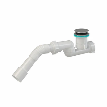 Сифон для душевого поддона SoloPlast Д1230, пластиковый, система Click-Clack, ревизия, гальваническое покрытие
