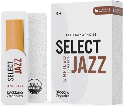 Тростина для альт саксофона D'Addario Organic Select Jazz - Alto Sax Unfiled 3H - (1 шт)