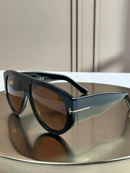 Сонцезахисні окуляри Tom Ford FT1044 чорні оверсайз авіатор, бурштинова лінза, унісекс,
