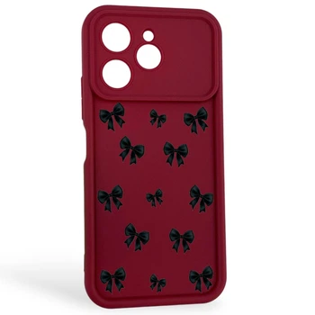 Чехол силиконовый Soft Touch с 3D принтом для Tecno Spark 40 бордовый (Полная защита камеры)