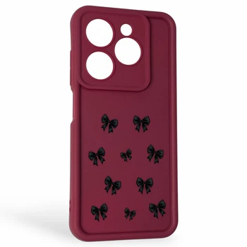 Чехол силиконовый Soft Touch с 3D принтом для TECNO Spark Go 2024 (BG6) бордовый (Полная защита камеры)