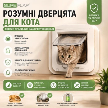SureFlap розумна дверцята для кота з мікрочіпом,автоматична дверцята для кота, Smart Cat Flap