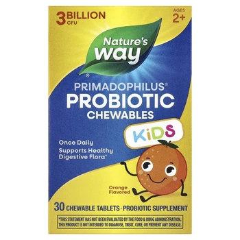 Пробиотики для детей от 2 лет, 3 млрд КОЕ, вкус апельсина, Primadophilus Kids Probiotic, Nature's Way, 30 жевательных таблеток