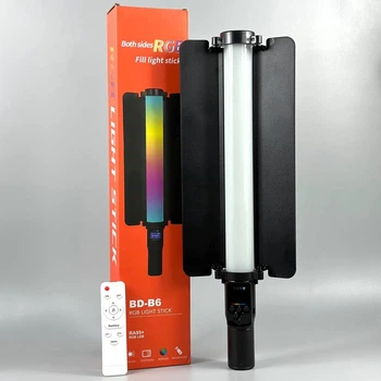 Портативная двухсторонняя профессиональная Led лампа BD-B6 RGB Light Stick с пультом, Ra95+ (55 см), имеет отверстие под штатив.