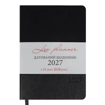 Щоденник діловий Leo Planner Velvet А5 датований 2027 м‘який чорний 368 сторінок (252722)