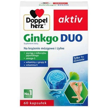 Витамины Doppelherz aktiv Ginkgo Duo – Гинкго билоба для памяти, концентрации и кровообращения, 60 капсул