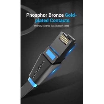 Патч-корд Flat Cat.6 UTP Patch Cable 2M Black Vention (IBJBH)