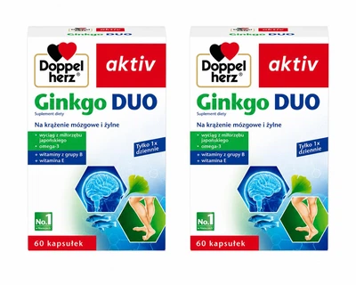 Набор витамины Doppelherz aktiv Ginkgo Duo – Гинкго билоба для памяти, концентрации и кровообращения, 60 капсул 2 шт.