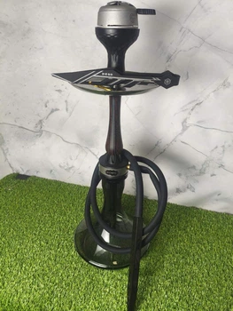 Кальян ATMOS Wood Steel Brown — 49 см, нержавеющая шахта, деревянный декор, стеклянная колба