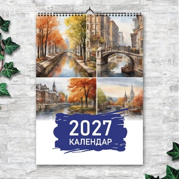Календарь настенный перекидной ГОРОДА И ПРИРОДА АКВАРЕЛЬ 13 ЛИСТОВ ENTERSTORE 42х29.7 см (ART 250179)