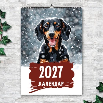 Календарь настенный перекидной Такса собака 13 листов ENTERSTORE 42х29.7 см (ART 250200)