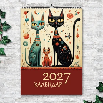 Календарь настенный перекидной А3 «Señor Gato» 2027 — 13 иллюстраций котов ENTERSTORE 42х29.7 см (ART 250141)