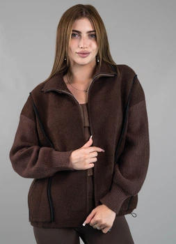 Женская демисезонная кофта из альпаки шоколадная one size (5118)