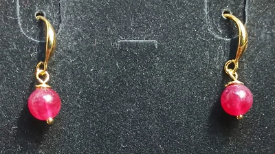 Серьги с натуральным камнем турмалином медицинское золото позолота 18 К (артикул 313-турмал)
