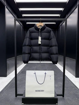 Мужская пуховая куртка Burberry со стойкой, гусиный пух, черная 2XL