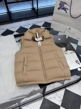Мужская бежевая пуховая жилетка Burberry с капюшоном, гусиный пух 90% 2XL
