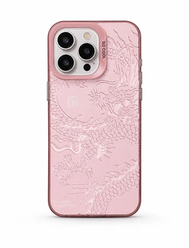 Чохол на iPhone 16 Plus глянцевий з драконом, захисний, Рожевий