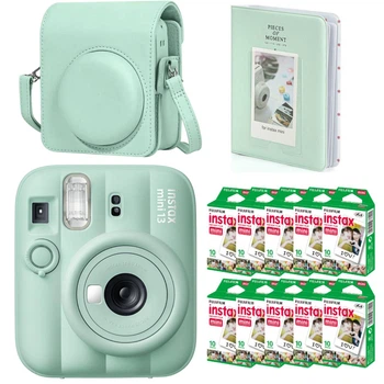 Набор камера Fujifilm Instax Mini 13 Lagoon Green, Фотобумага 100шт, Чехол, Фотоальбом 64 фото Зеленый (Подарочная упаковка)