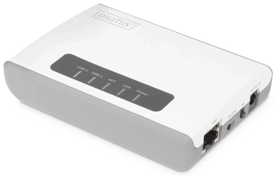 Многофункциональный Wi-Fi сетевой USB-сервер DIGITUS DN-13024 / Wi-Fi N300 / 2 x USB 2.0 / 1 x 100M LAN / Белая (102272180) - Уценка