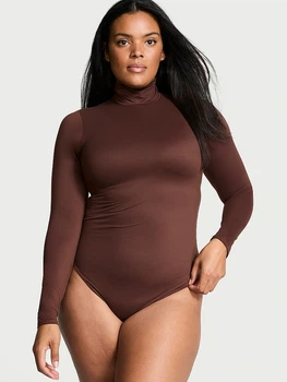 Боді Victoria's Secret BODYWEAR by Victoria with FeatherSoft™ Innovation Turtleneck Bodysuit М Коричневий(26953487)