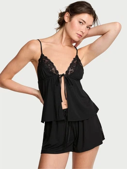 Пижама (майка + шорты) женская Victoria's Secret 441361880 M Черная (1161996516)