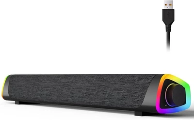 Компьютерные колонки SOULION R30 Plus USB/Bluetooth, саундбар для ПК и ноутбука, стереодинамики, RGB-подсветка, серые