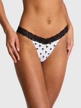 Трусики танга женские хлопковые Victoria's Secret 711895515 L Черный/Белый (1161969849)