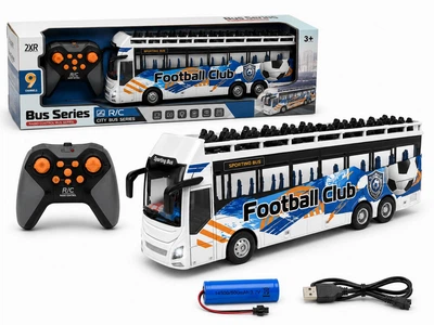 Автобус на радиоуправлении 295-4 Football Club 1:24, аккумулятор 3.7V, пульт 2.4 GHz, подсветка, мелодии, демонстрационный режим