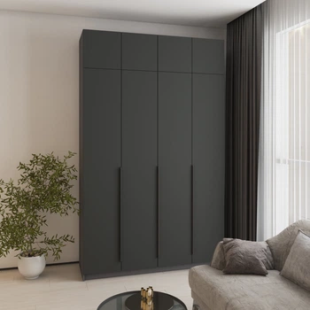Шафа 4-дверна з антресоллю MebelStar Оскар МДФ Ultra Mat BL-B, блок шухляд 160x52x260 см Антрацит/Антрацит (MBS-5999)